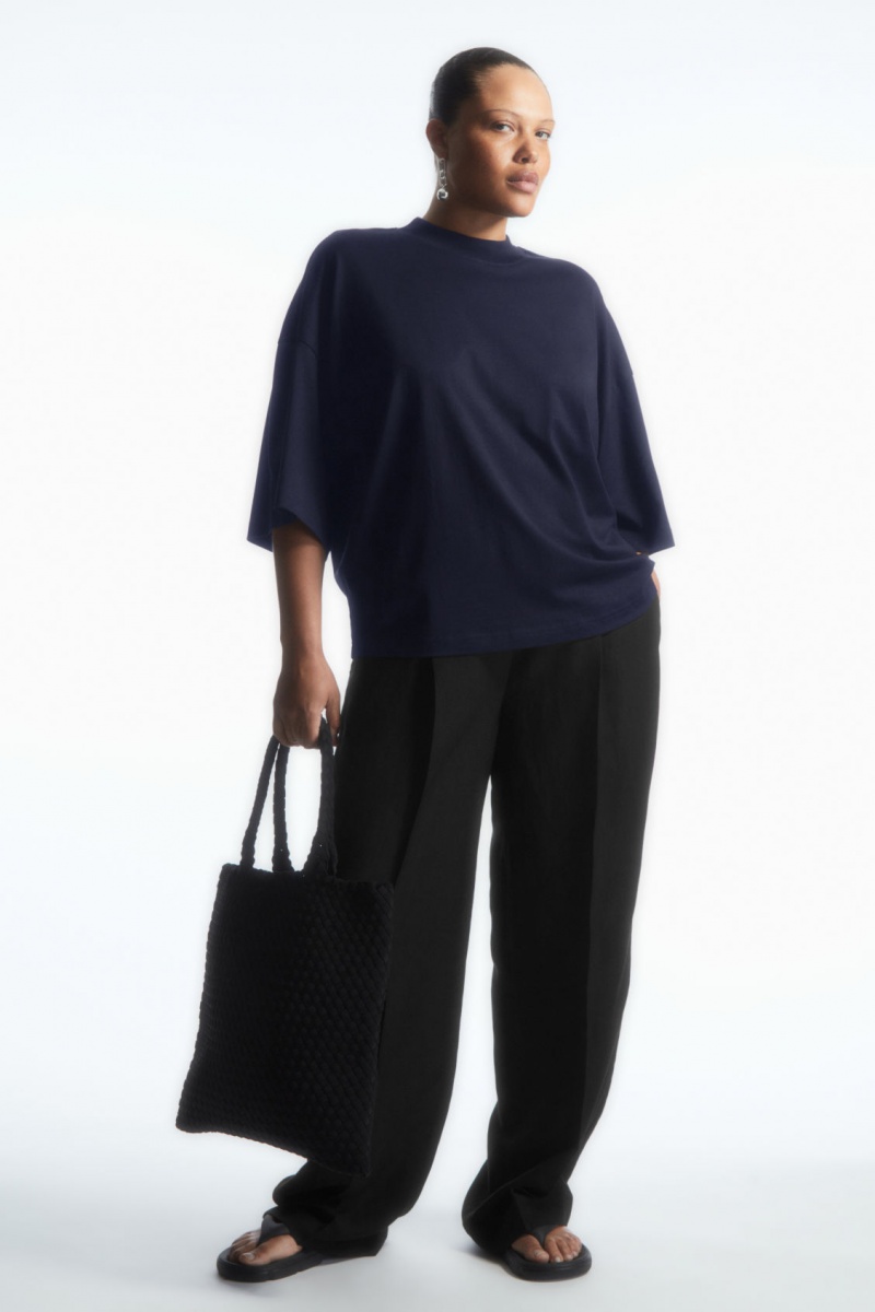 Women's COS The Full Volume T-Shirt Navy NZ-78FHPBTOU