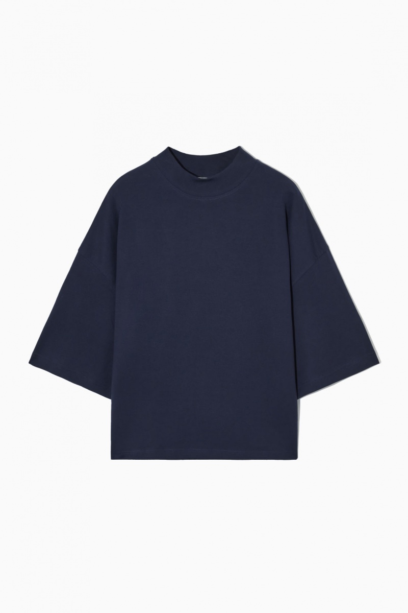 Women's COS The Full Volume T-Shirt Navy NZ-78FHPBTOU