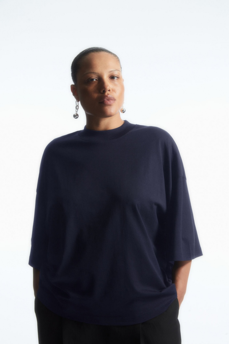 Women\'s COS The Full Volume T-Shirt Navy NZ-78FHPBTOU