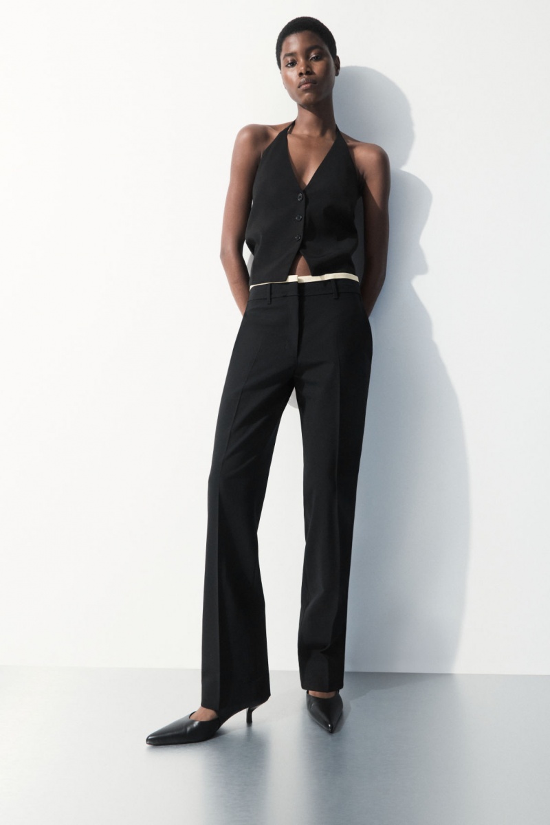 Women's COS The Halterneck Silk-Blend Vest Black NZ-69RZKPCHY