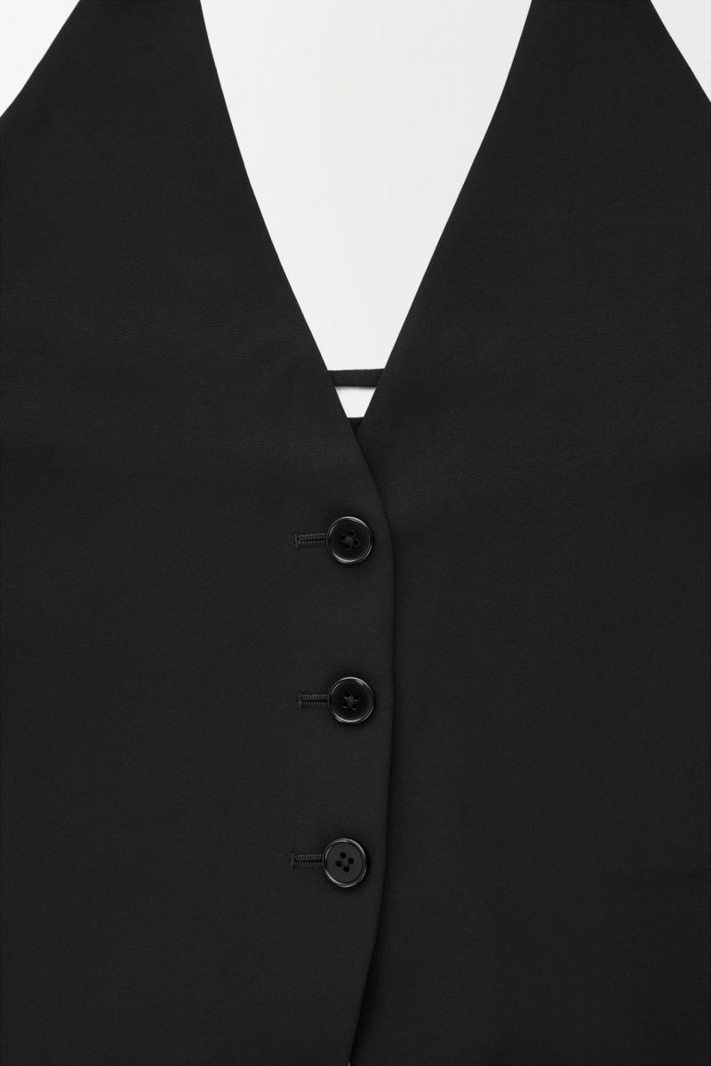 Women's COS The Halterneck Silk-Blend Vest Black NZ-69RZKPCHY