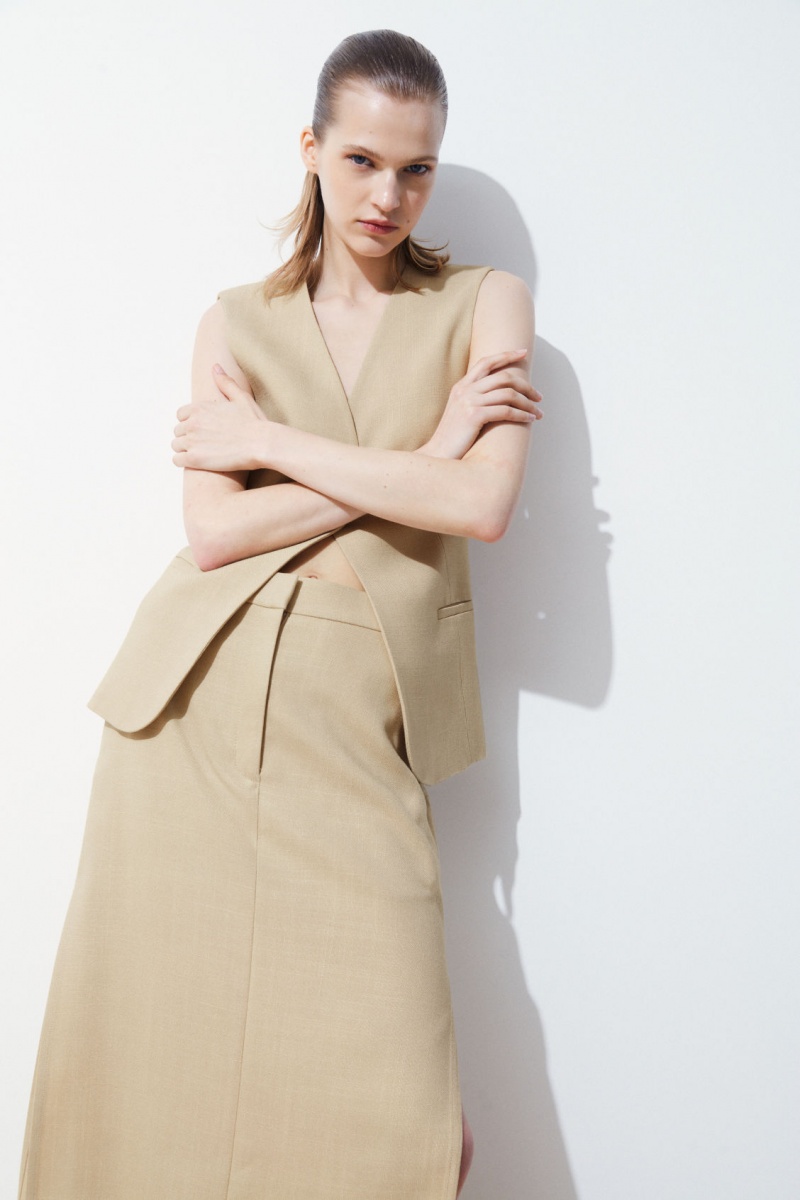 Women's COS The High-Slit Maxi Pencil Skirt Beige NZ-60AGOBWHS