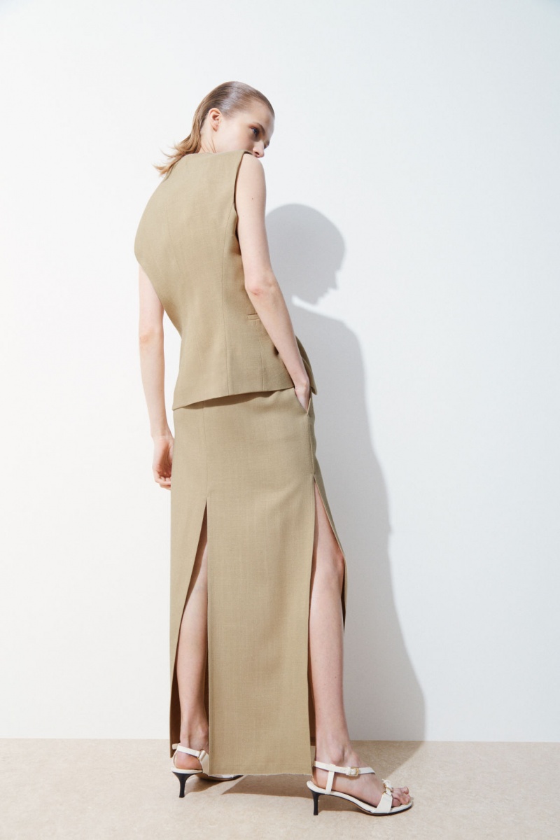 Women's COS The High-Slit Maxi Pencil Skirt Beige NZ-60AGOBWHS