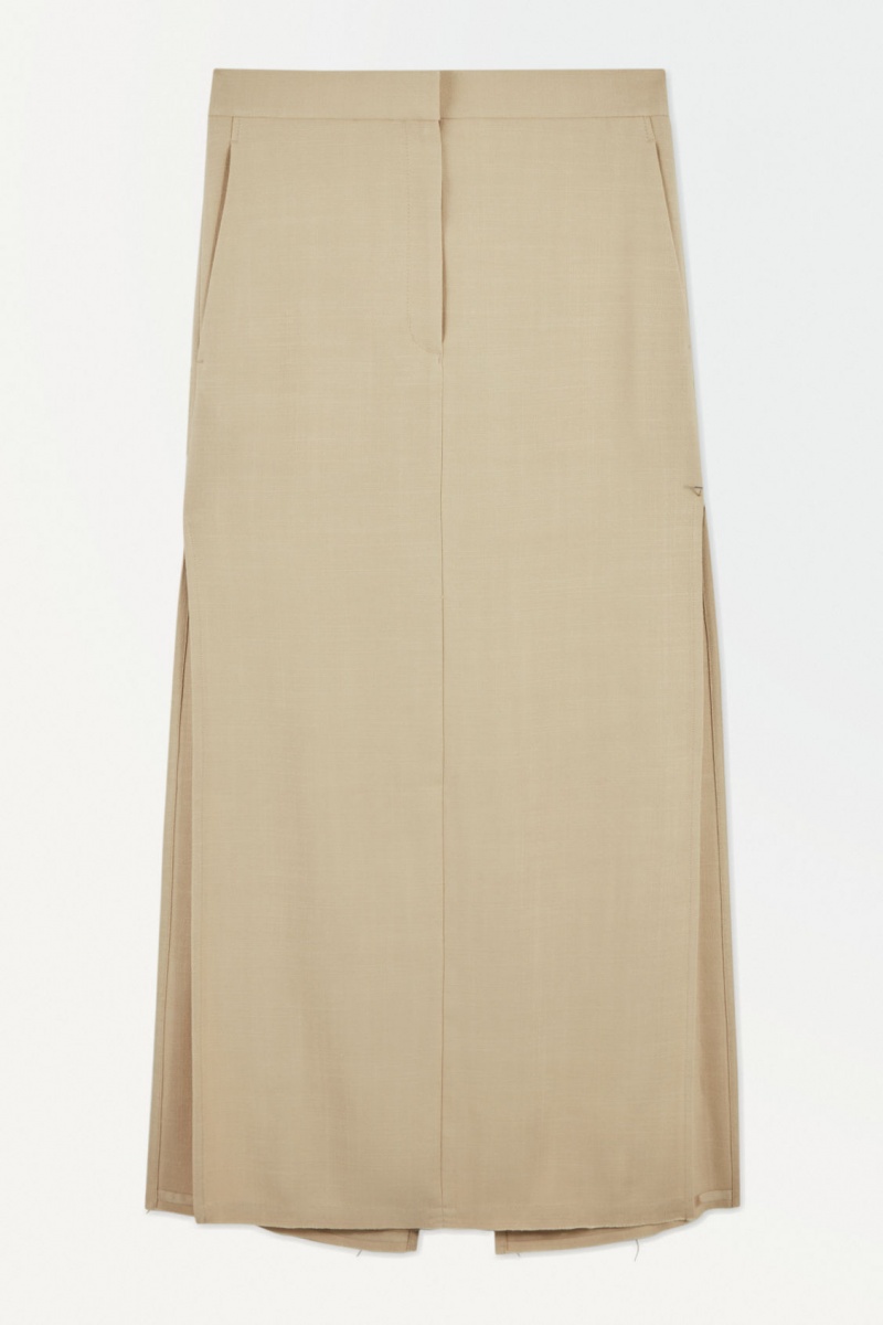 Women's COS The High-Slit Maxi Pencil Skirt Beige NZ-60AGOBWHS