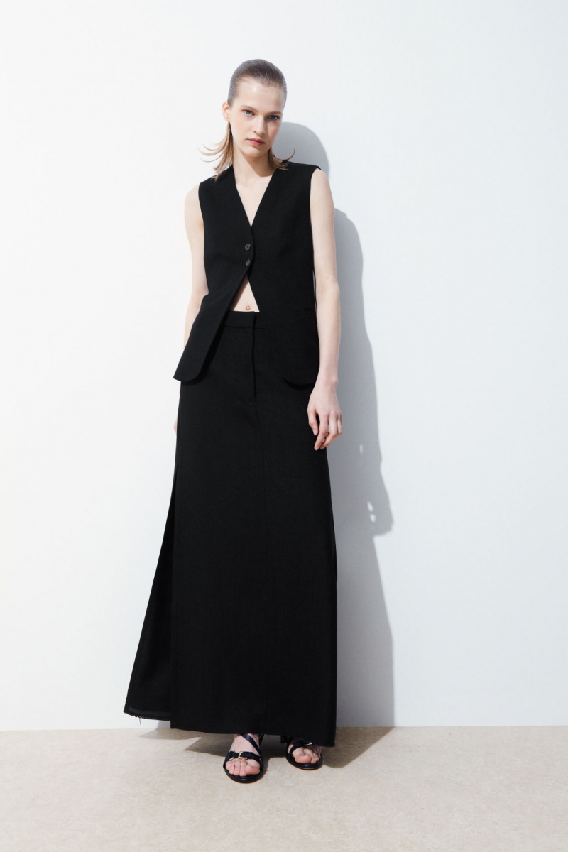 Women's COS The High-Slit Maxi Pencil Skirt Black NZ-08GQTZPXS