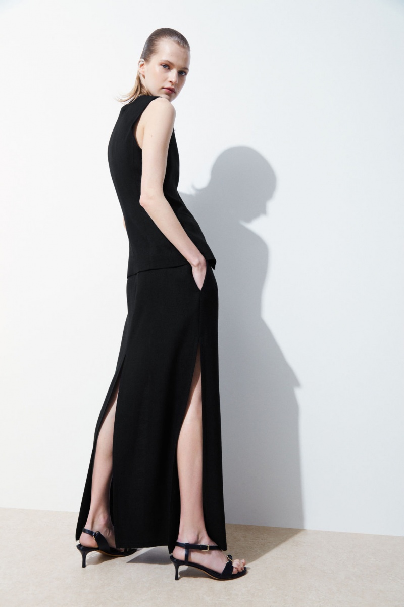 Women\'s COS The High-Slit Maxi Pencil Skirt Black NZ-08GQTZPXS