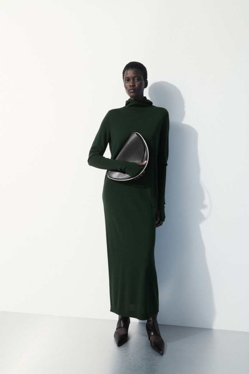 Women's COS The Hooded Wool Dress Dark Green NZ-32NHQTKWO