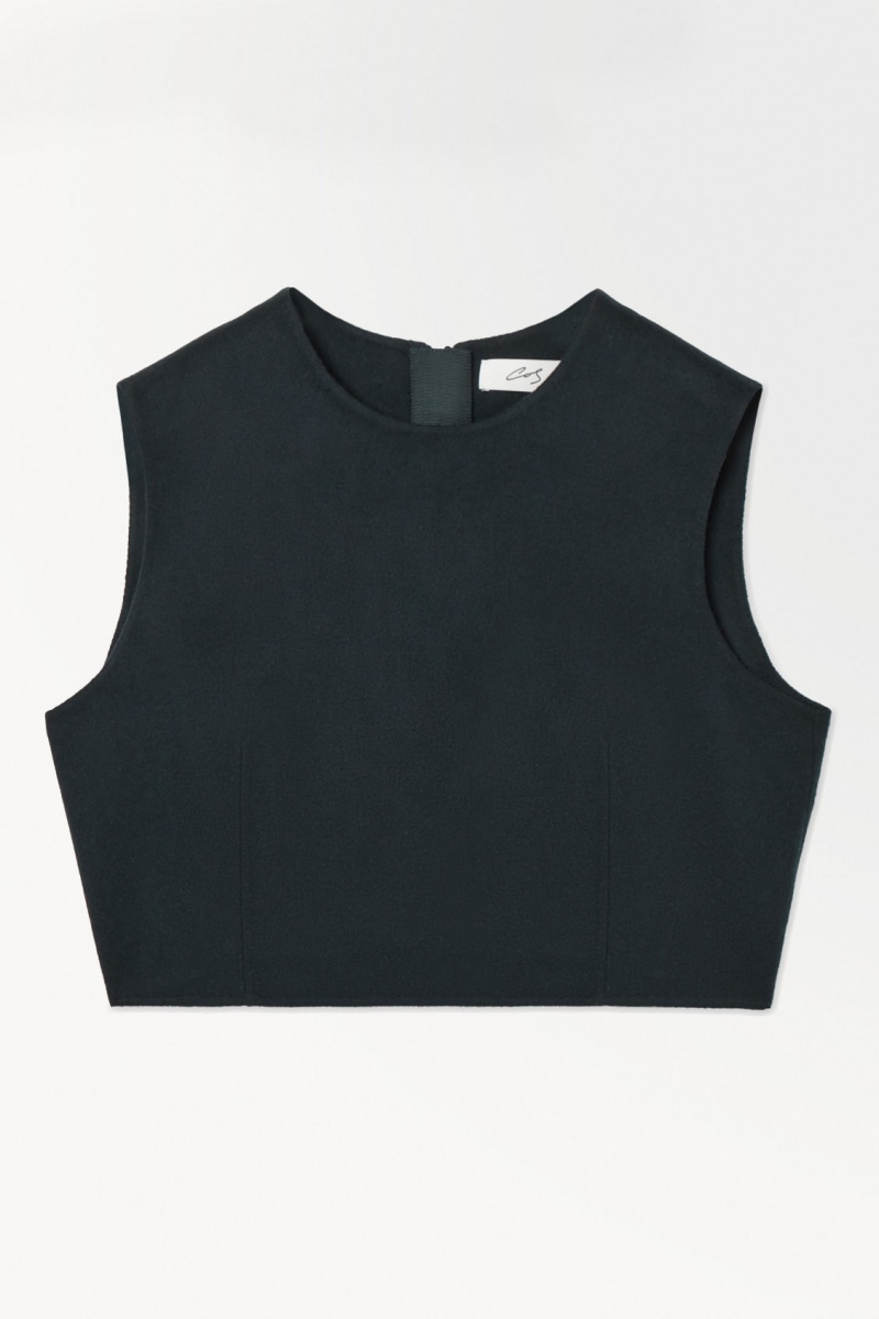 Women's COS The Leather-Tasseled Wool Tops Dark Turquoise NZ-01XIVQCZA