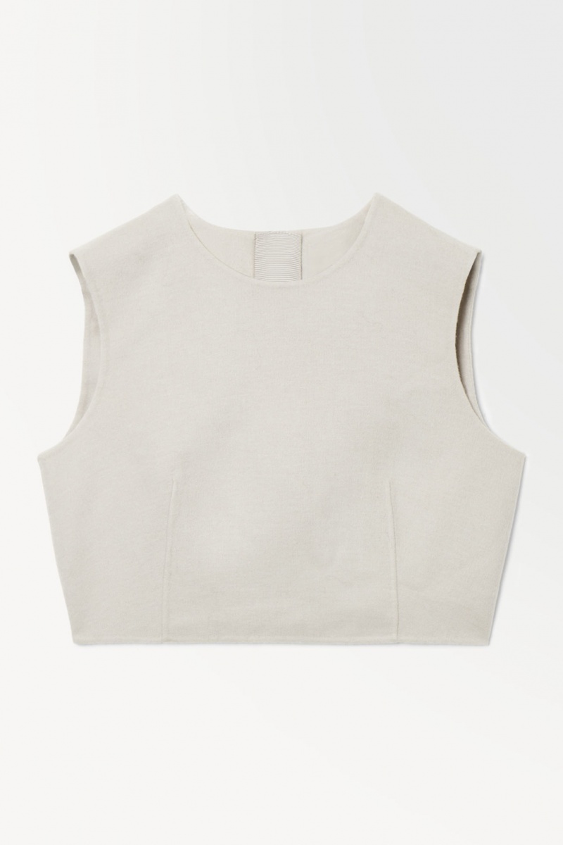 Women's COS The Leather-Tasseled Wool Tops Beige NZ-37PGVRUFO