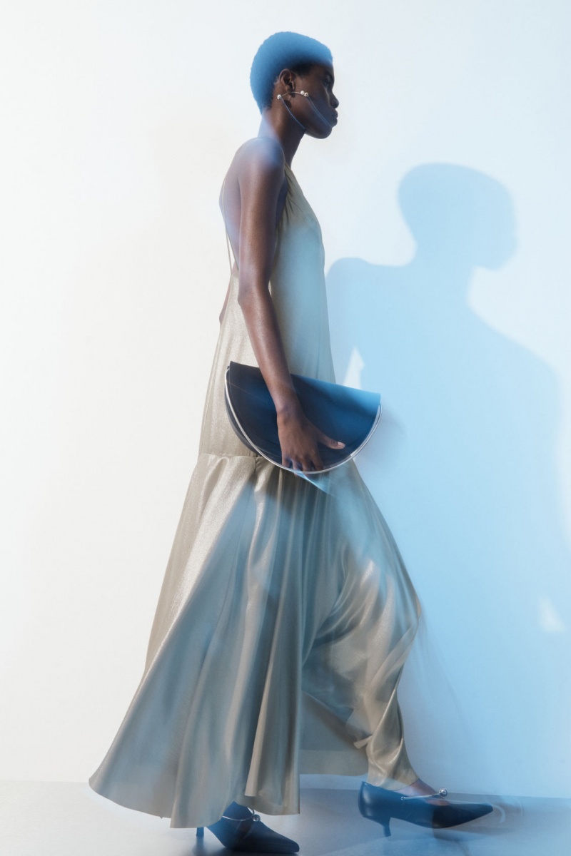 Women's COS The Metallic Flared Slip Dress Silver NZ-52MEUNQIR