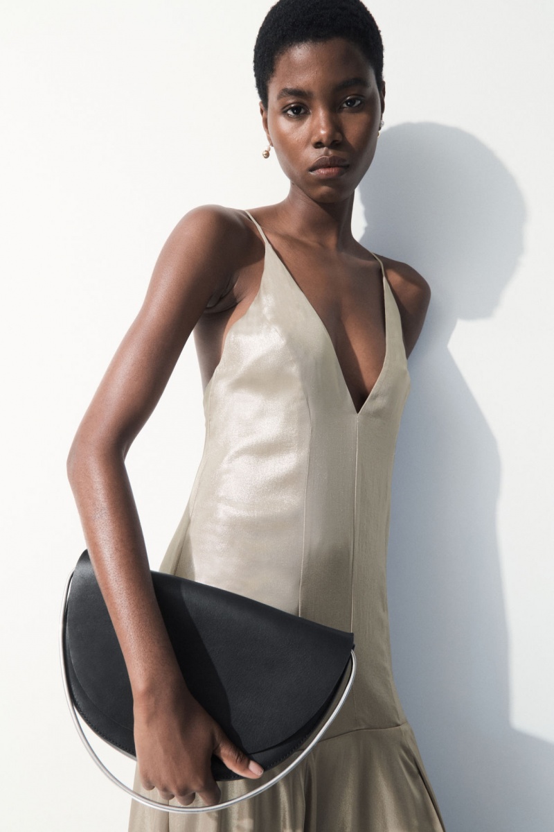 Women's COS The Metallic Flared Slip Dress Silver NZ-52MEUNQIR