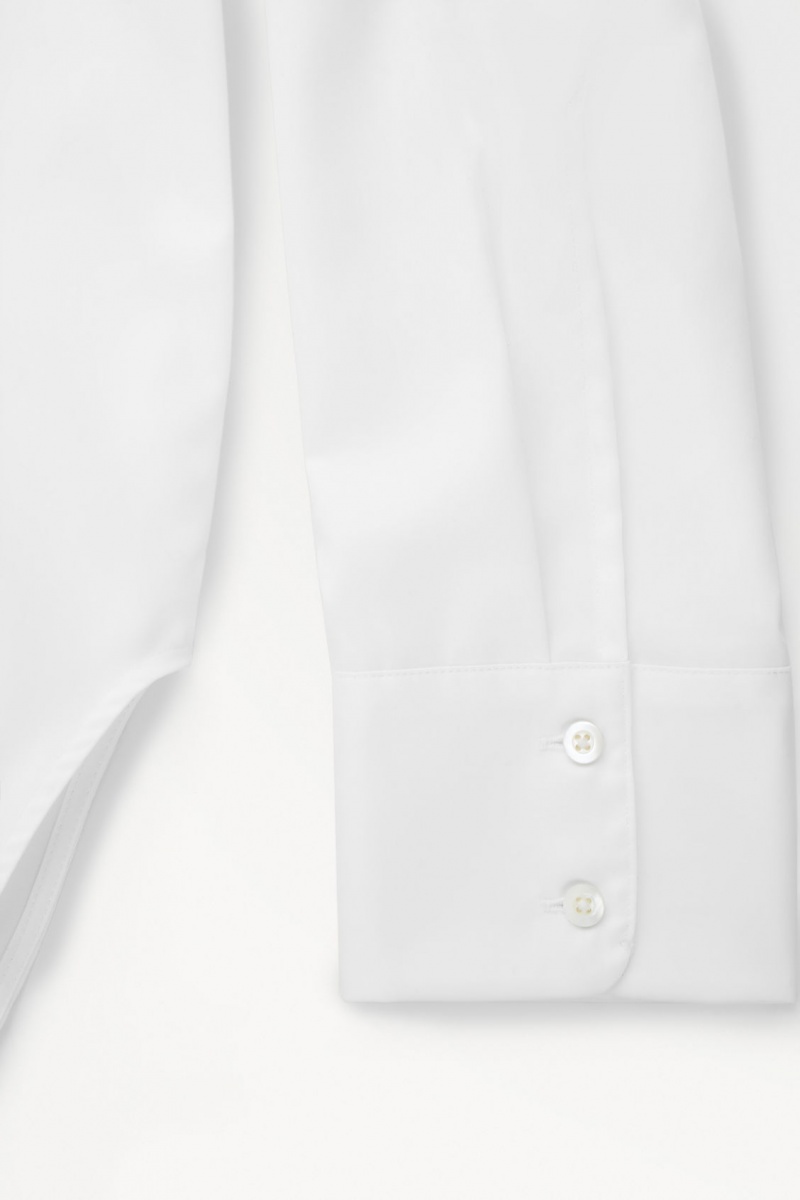 Women's COS The Oversized Cotton-Sateen Shirts White NZ-95VLCGFZR