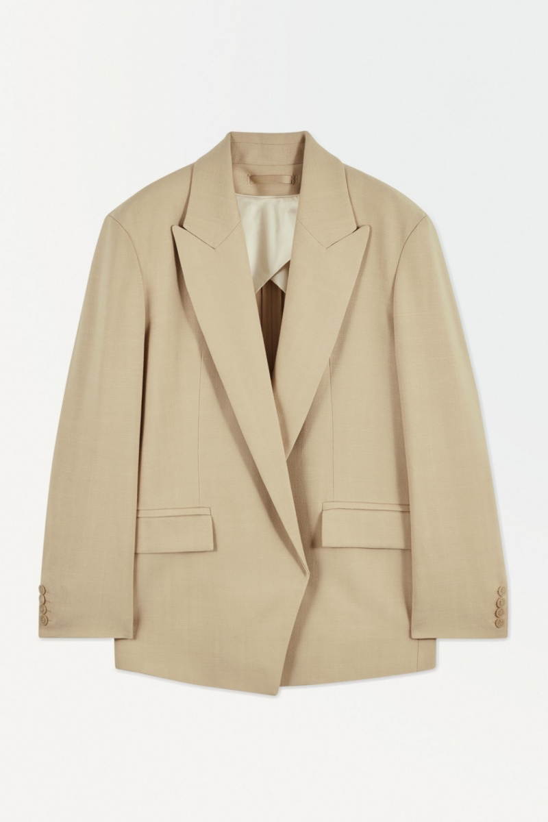 Women's COS The Peak-Lapel Blazer Beige NZ-43LTFSWDH
