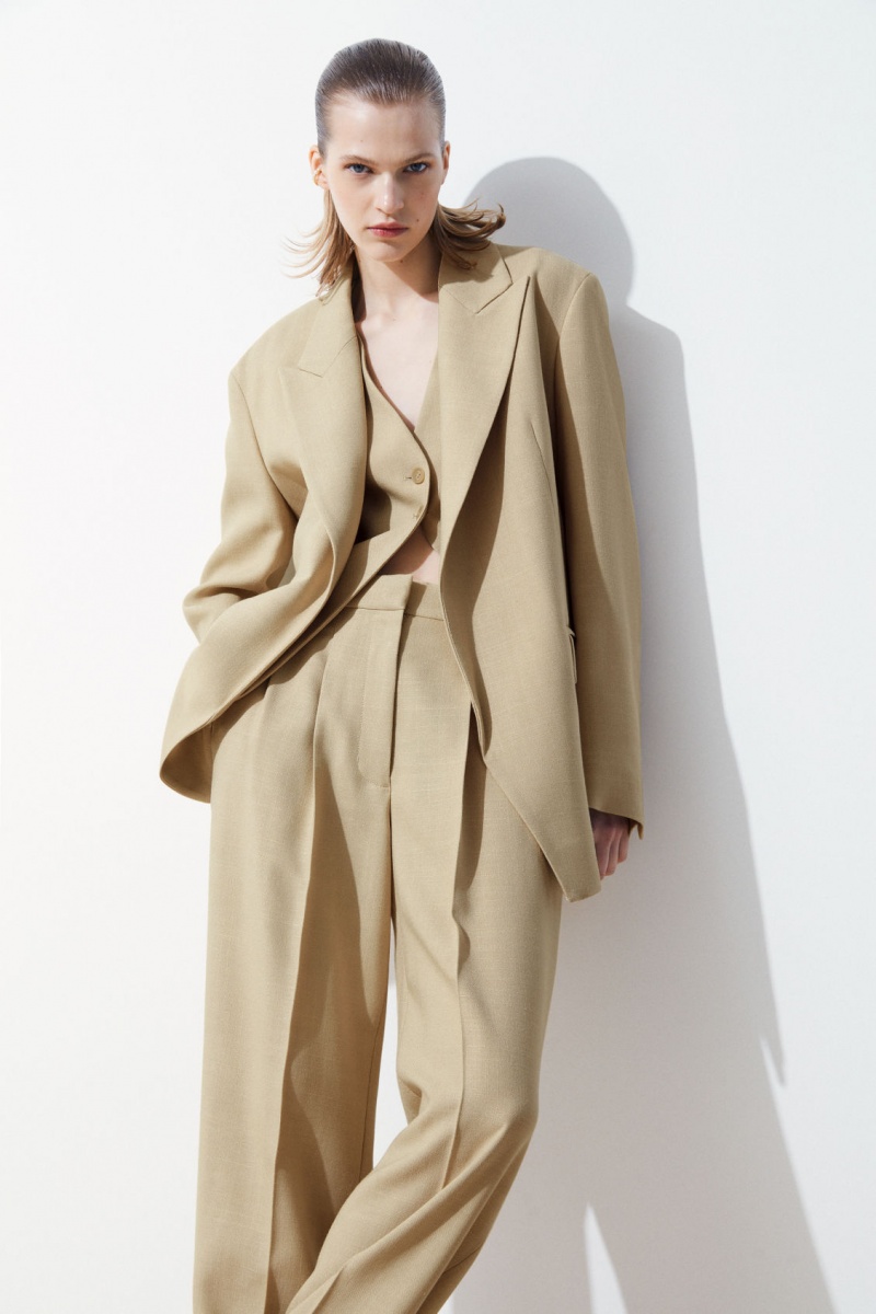 Women\'s COS The Peak-Lapel Blazer Beige NZ-43LTFSWDH