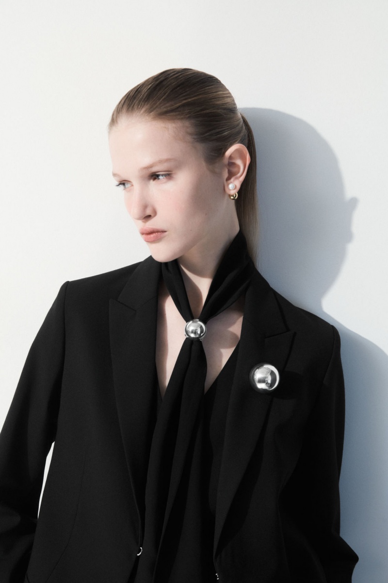 Women's COS The Pure Silk Scarf Black NZ-48SJIMPKC