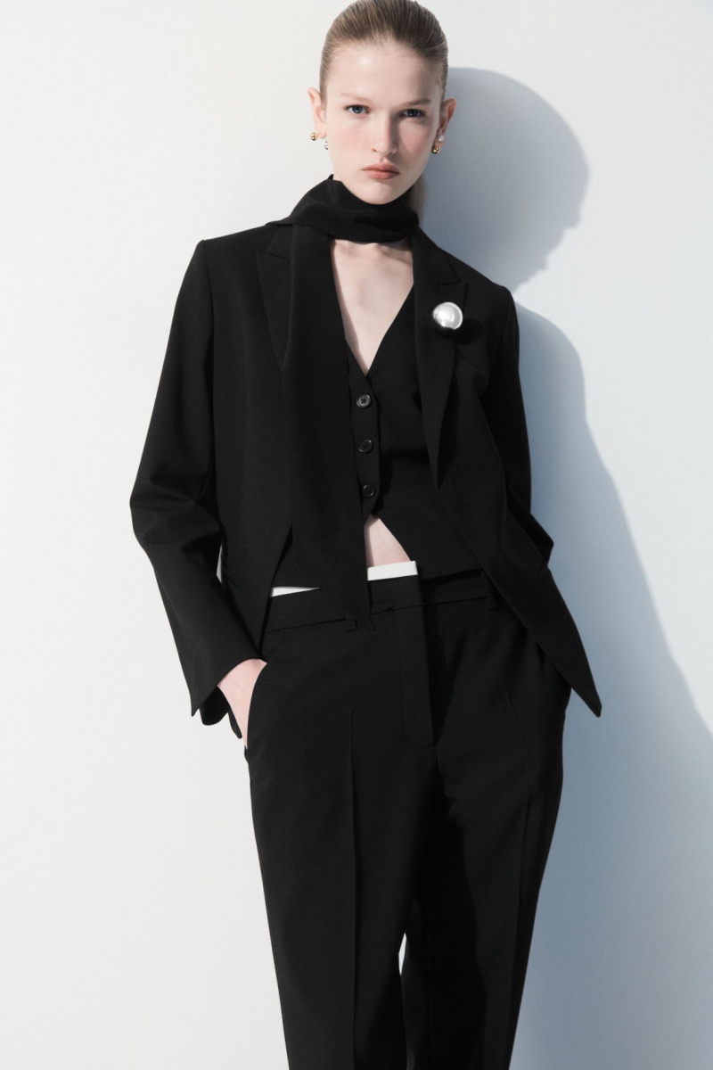 Women's COS The Pure Silk Scarf Black NZ-48SJIMPKC