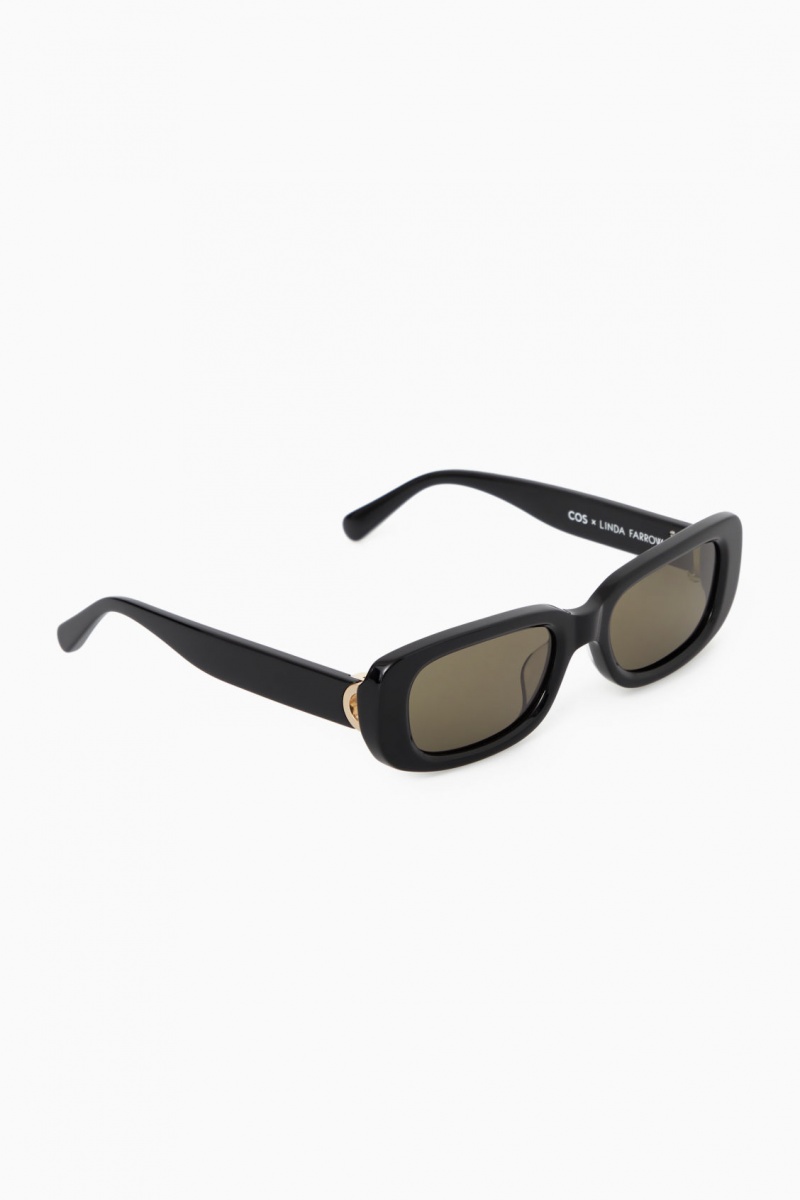 Women's COS The Rectangle Acetate Sunglasses Black NZ-58VHUFNGL