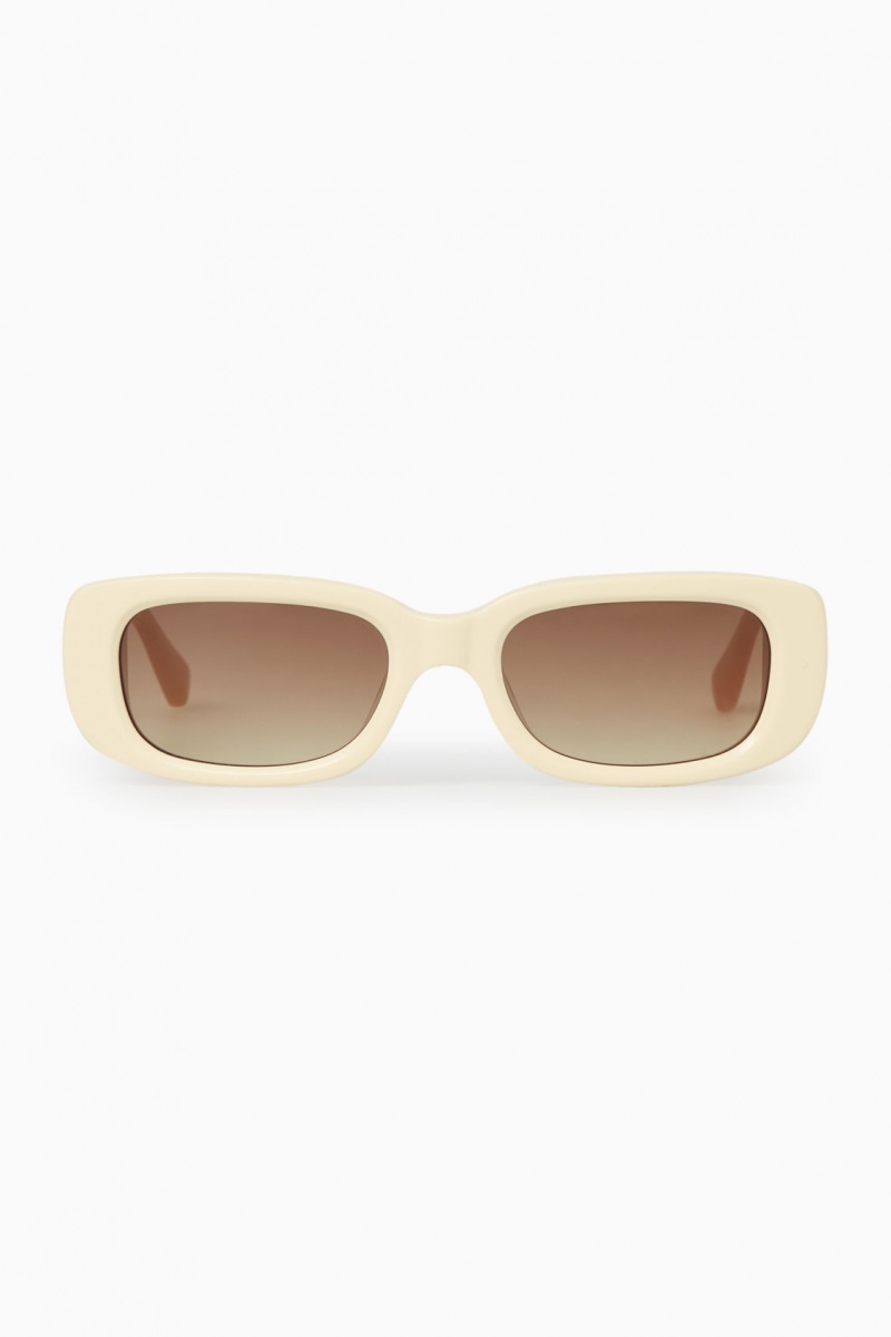 Women's COS The Rectangle Acetate Sunglasses Cream / Pink NZ-10YBRWNFU