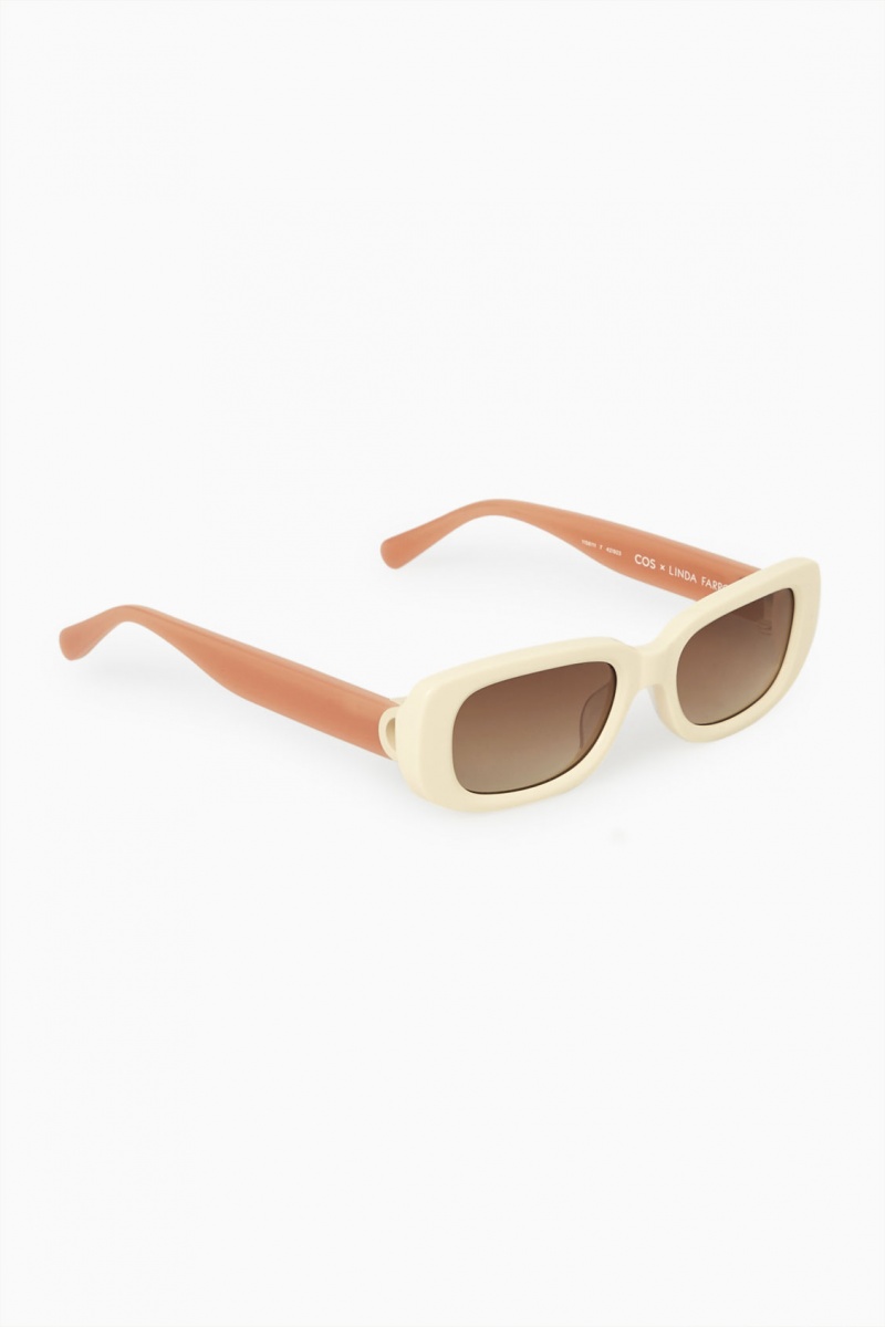 Women's COS The Rectangle Acetate Sunglasses Cream / Pink NZ-10YBRWNFU