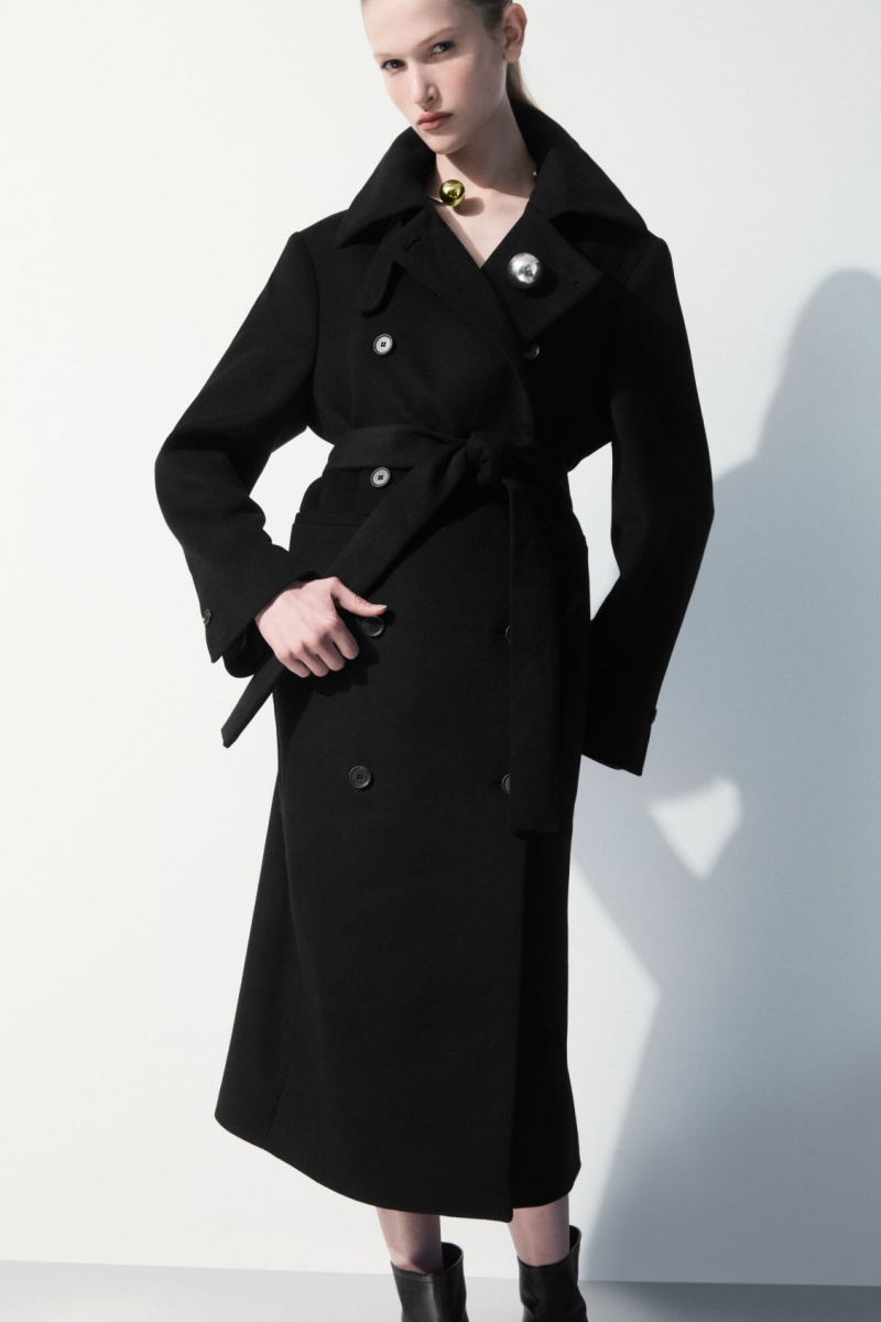 Women's COS The Recycled-Cashmere Trench Coats Black NZ-97TDOJRXL