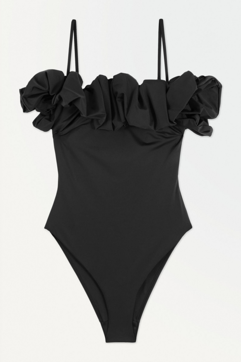 Women's COS The Ruffled Swimsuits Black NZ-70OAZVCFE