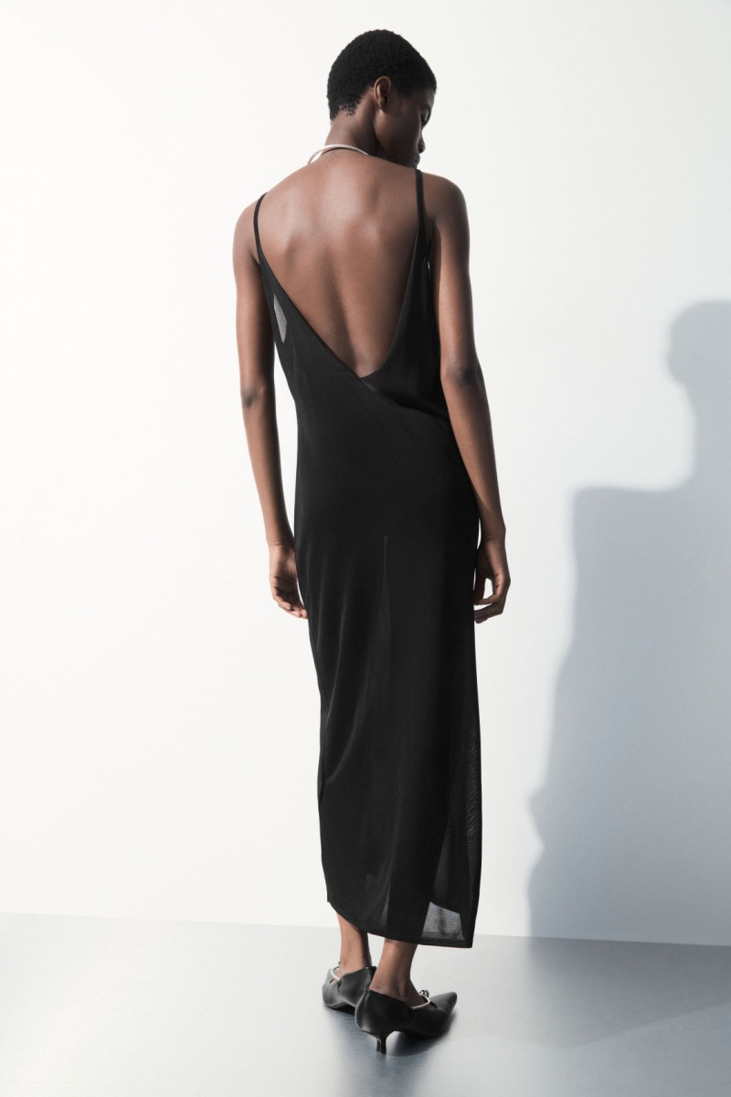 Women's COS The Sheer Knitted Slip Dress Black NZ-68RXHWNPJ