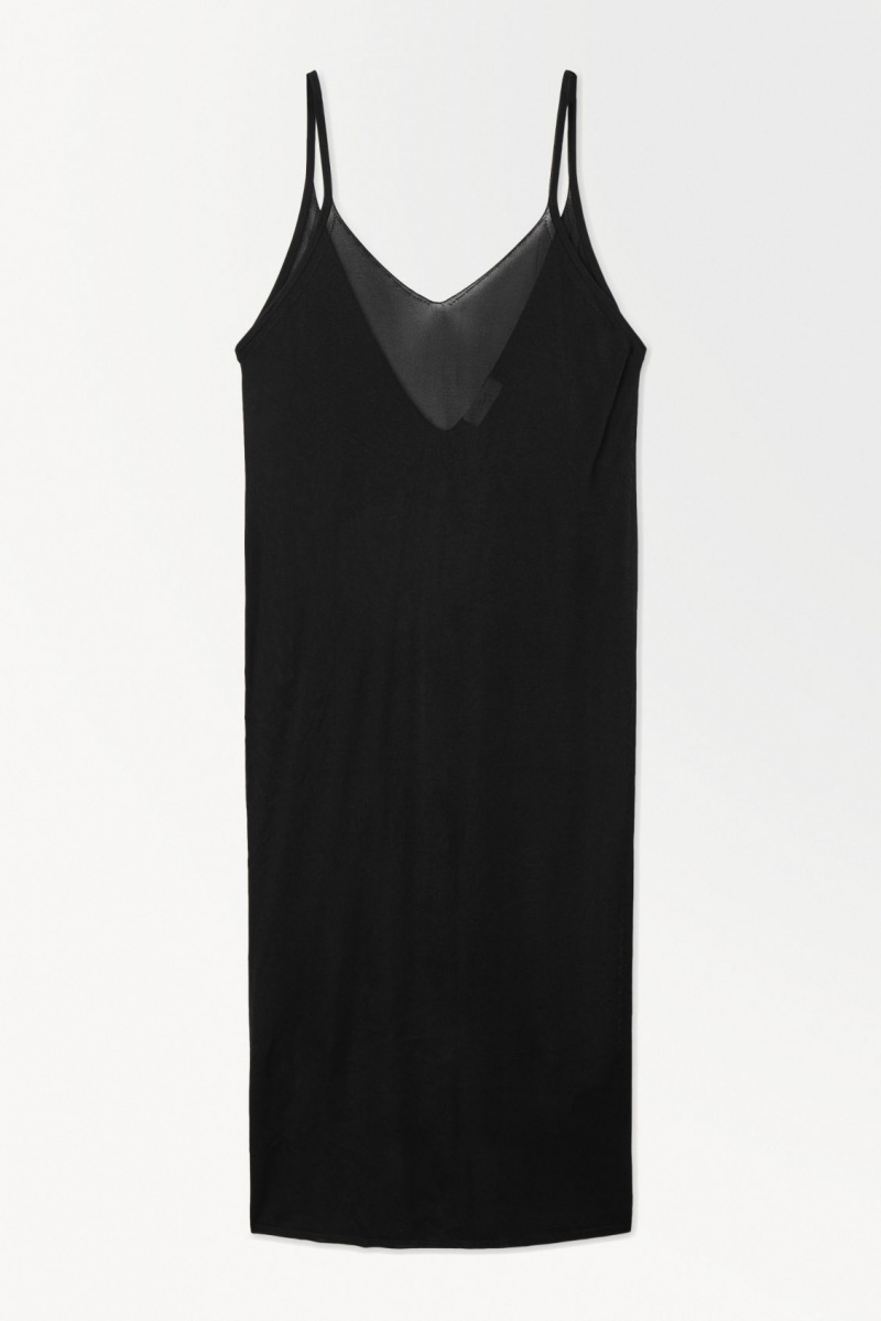 Women's COS The Sheer Knitted Slip Dress Black NZ-68RXHWNPJ