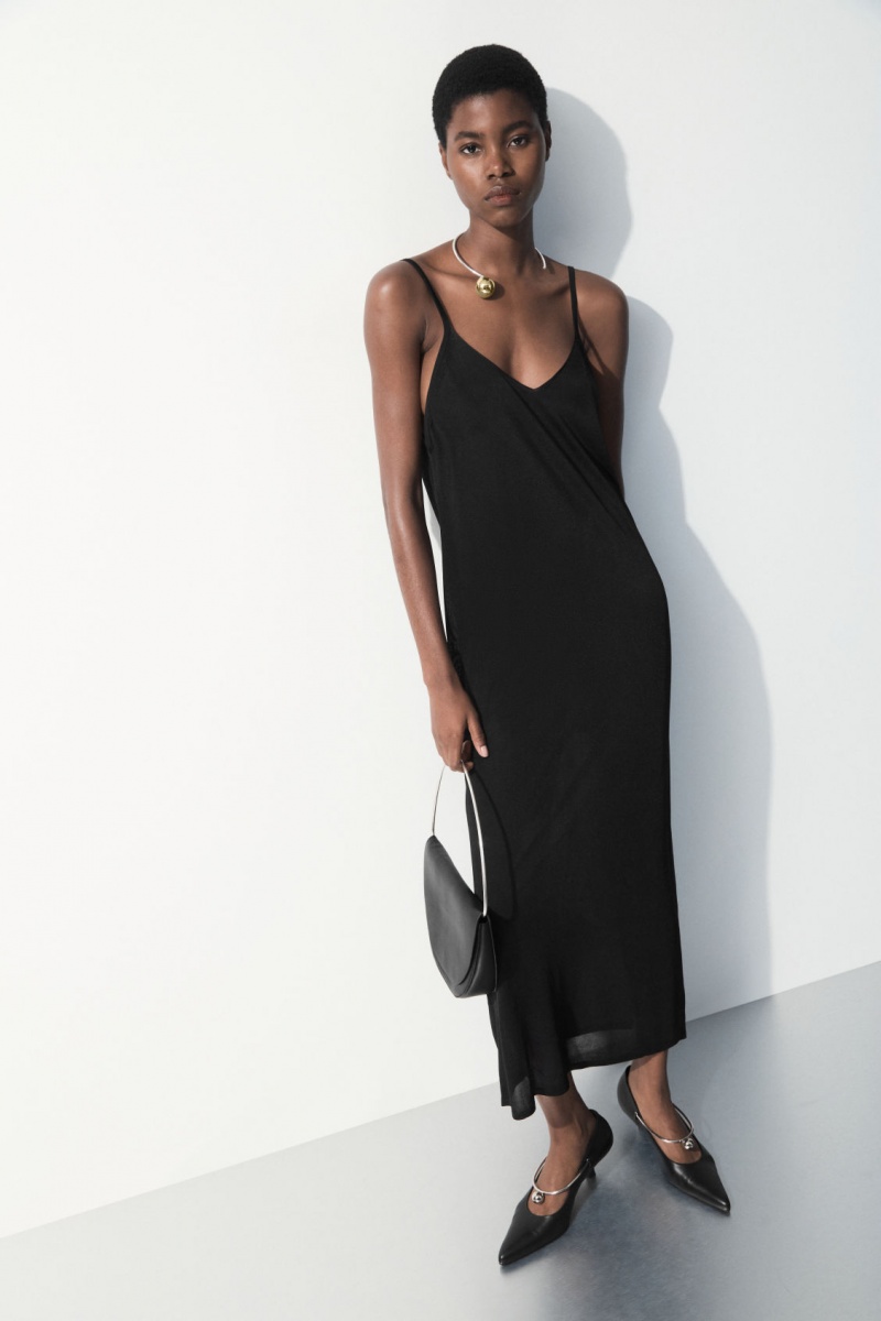 Women\'s COS The Sheer Knitted Slip Dress Black NZ-68RXHWNPJ