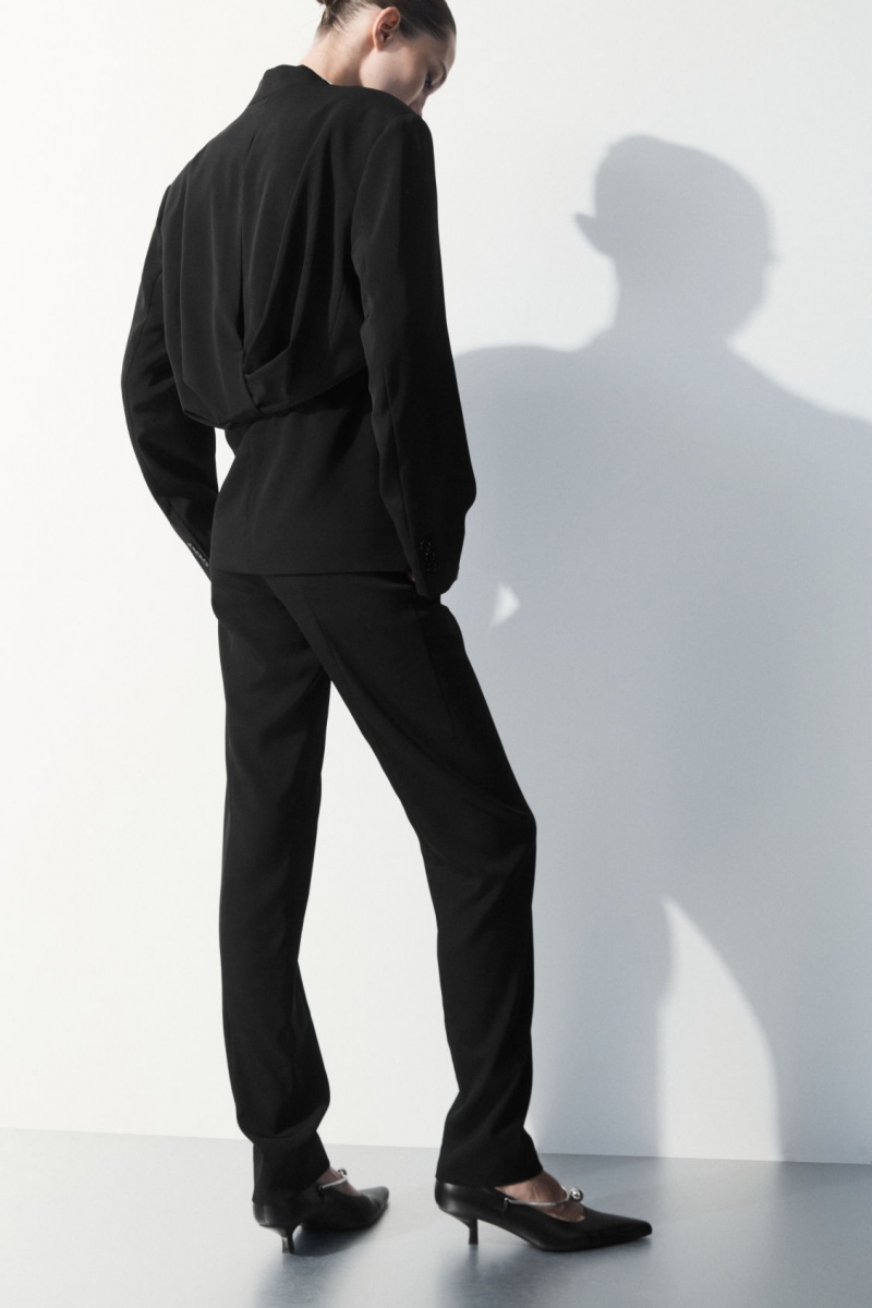 Women's COS The Silk-Blend Pants Black NZ-63JKMFLCE