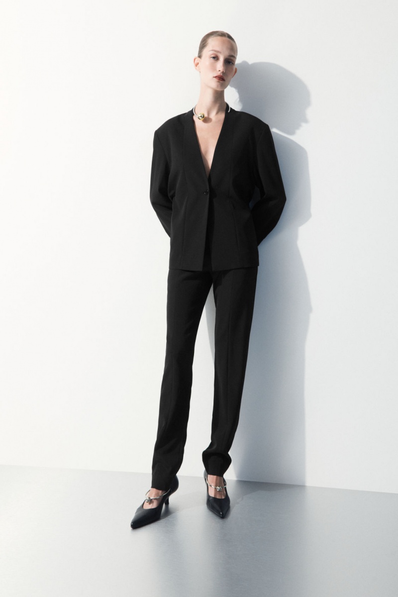 Women\'s COS The Silk-Blend Pants Black NZ-63JKMFLCE