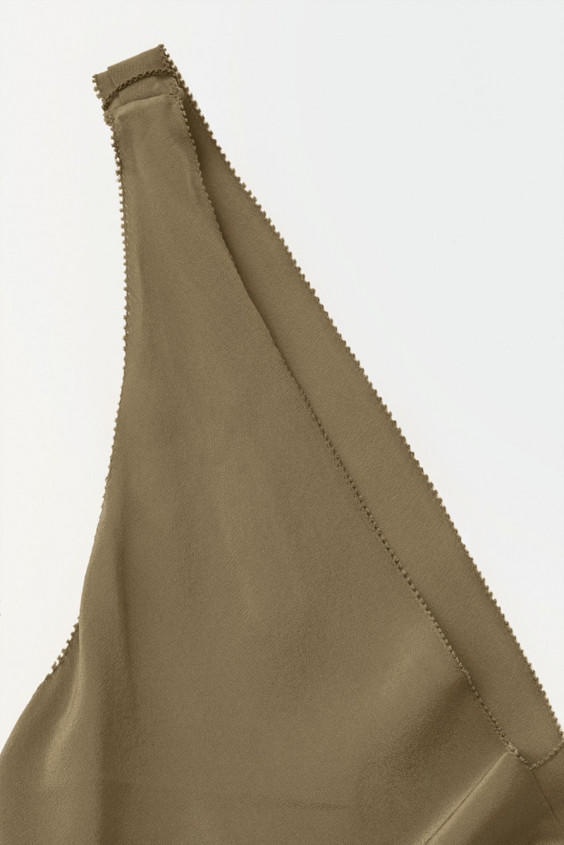 Women's COS The Silk Dress Dark Beige NZ-89ZXDKOIB