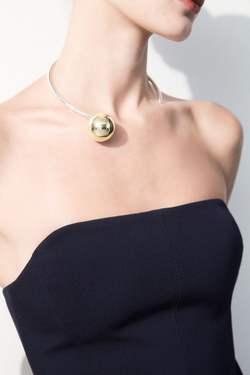 Women's COS The Sphere Necklace Silver NZ-31CVOWKLQ