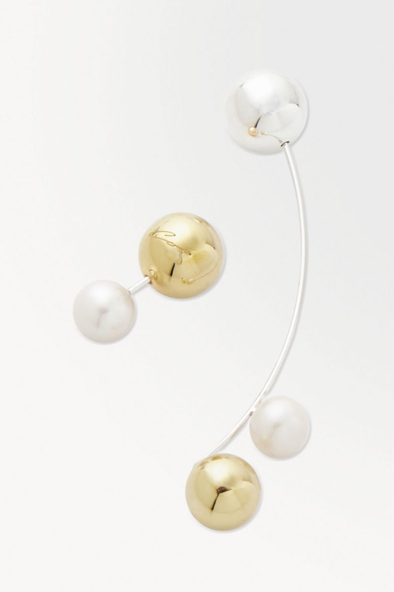 Women's COS The Sphere Pearl Earrings Silver NZ-76TEZJHWN