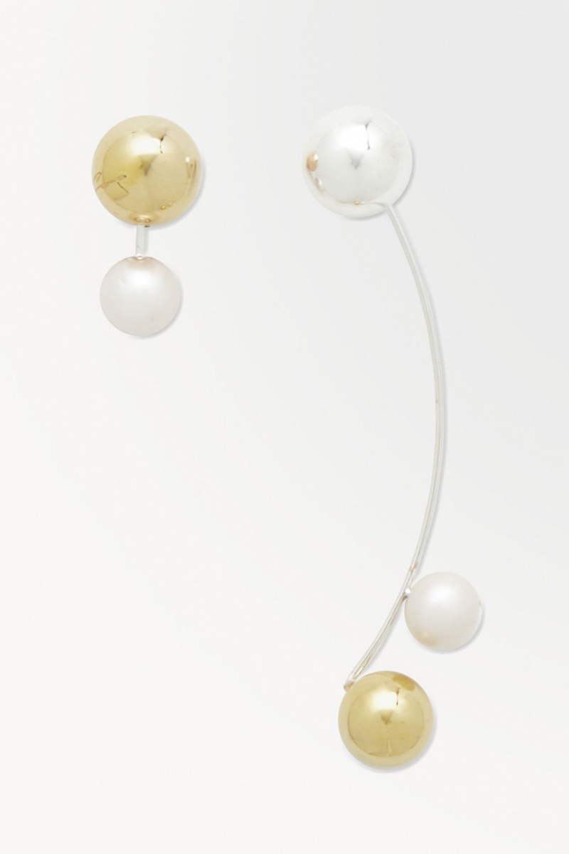 Women's COS The Sphere Pearl Earrings Silver NZ-65QOCLDSB