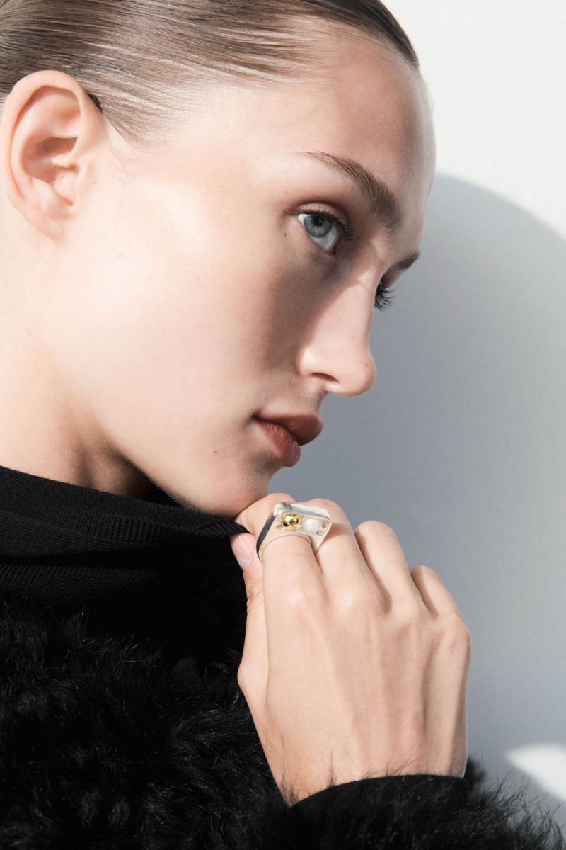 Women\'s COS The Sphere Rings Silver NZ-31OCQINDH