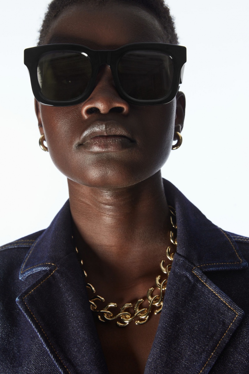 Women\'s COS The Square Acetate Sunglasses Black NZ-02WFQMXEJ
