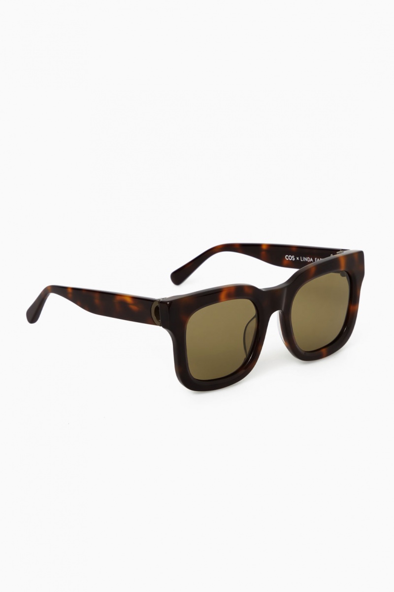 Women's COS The Square Acetate Sunglasses Brown NZ-43GMQNSHB