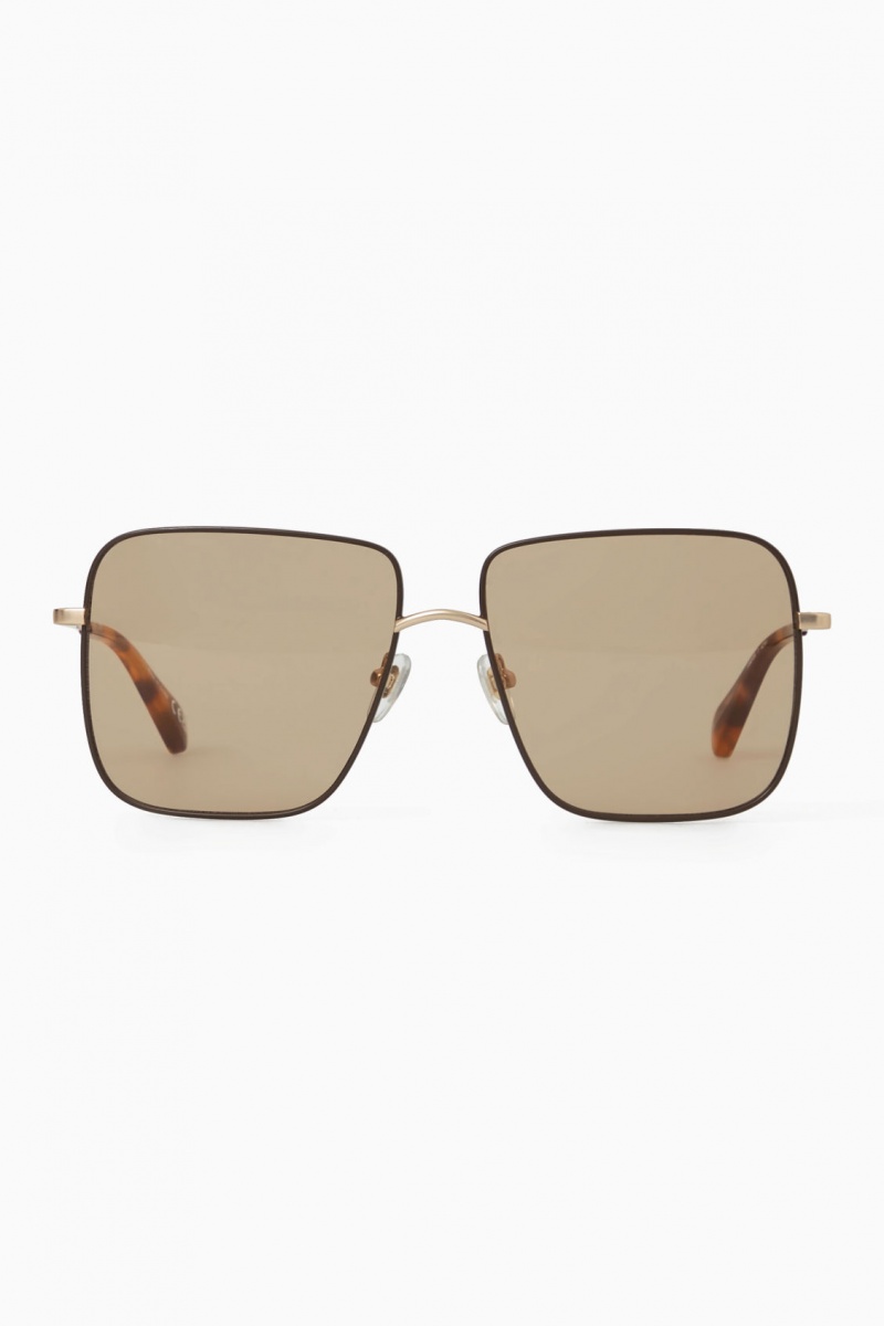 Women's COS The Square Metal Sunglasses Rose Gold NZ-27IVMJOXY