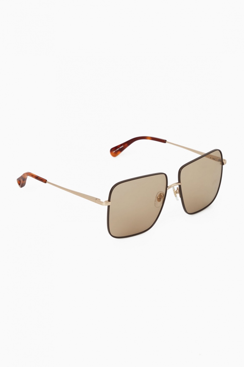 Women's COS The Square Metal Sunglasses Rose Gold NZ-27IVMJOXY
