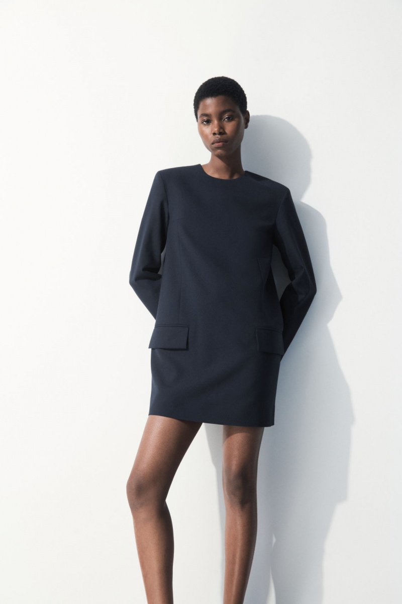 Women's COS The Tailored Mini Dress Dark Turquoise NZ-75OBPJHZQ