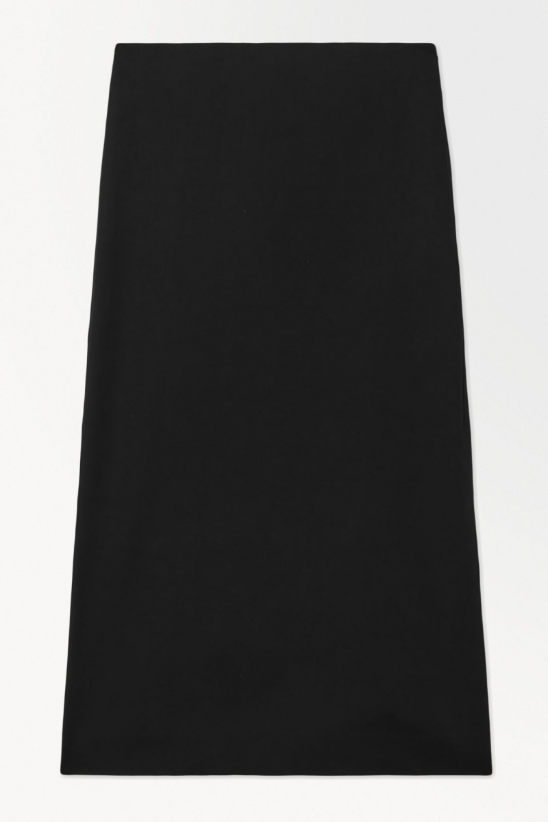 Women's COS The Tailored Silk-Blend Midi Skirt Black NZ-13JTELAFD