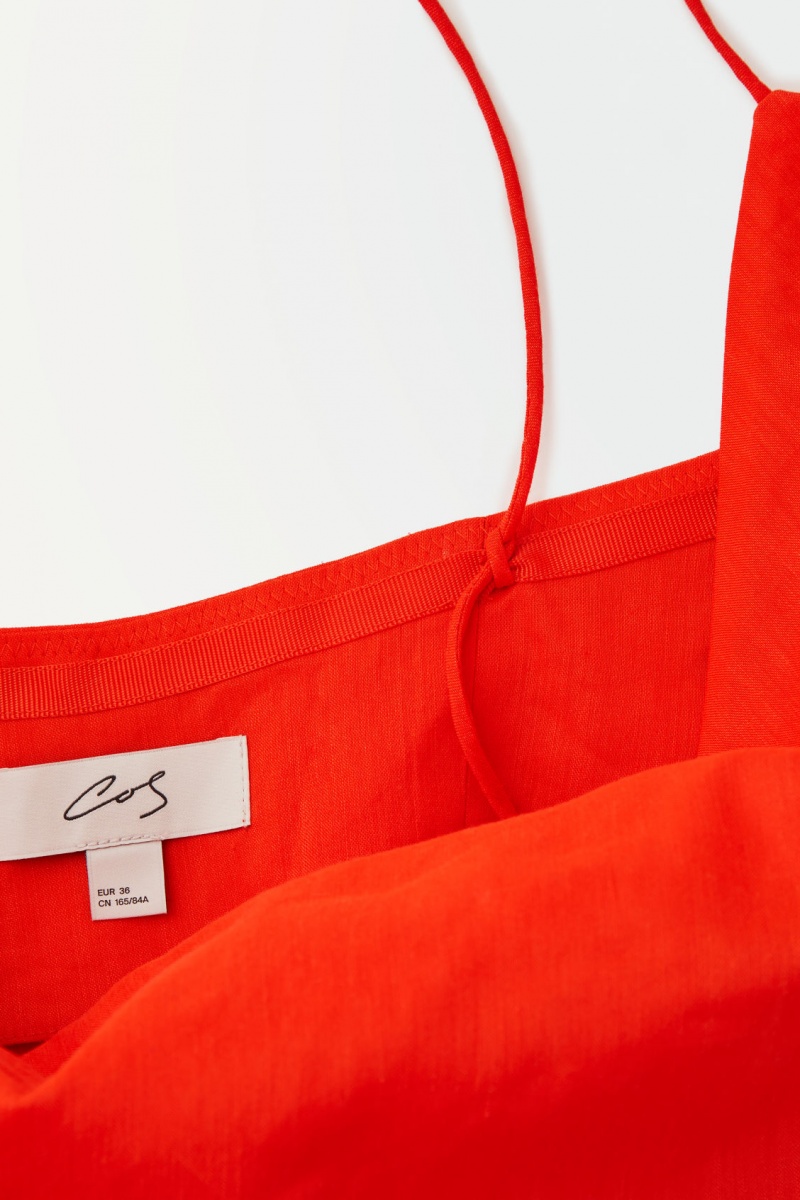 Women's COS The V-Neck Linen Maxi Dress Light Orange NZ-18KAZMRTG