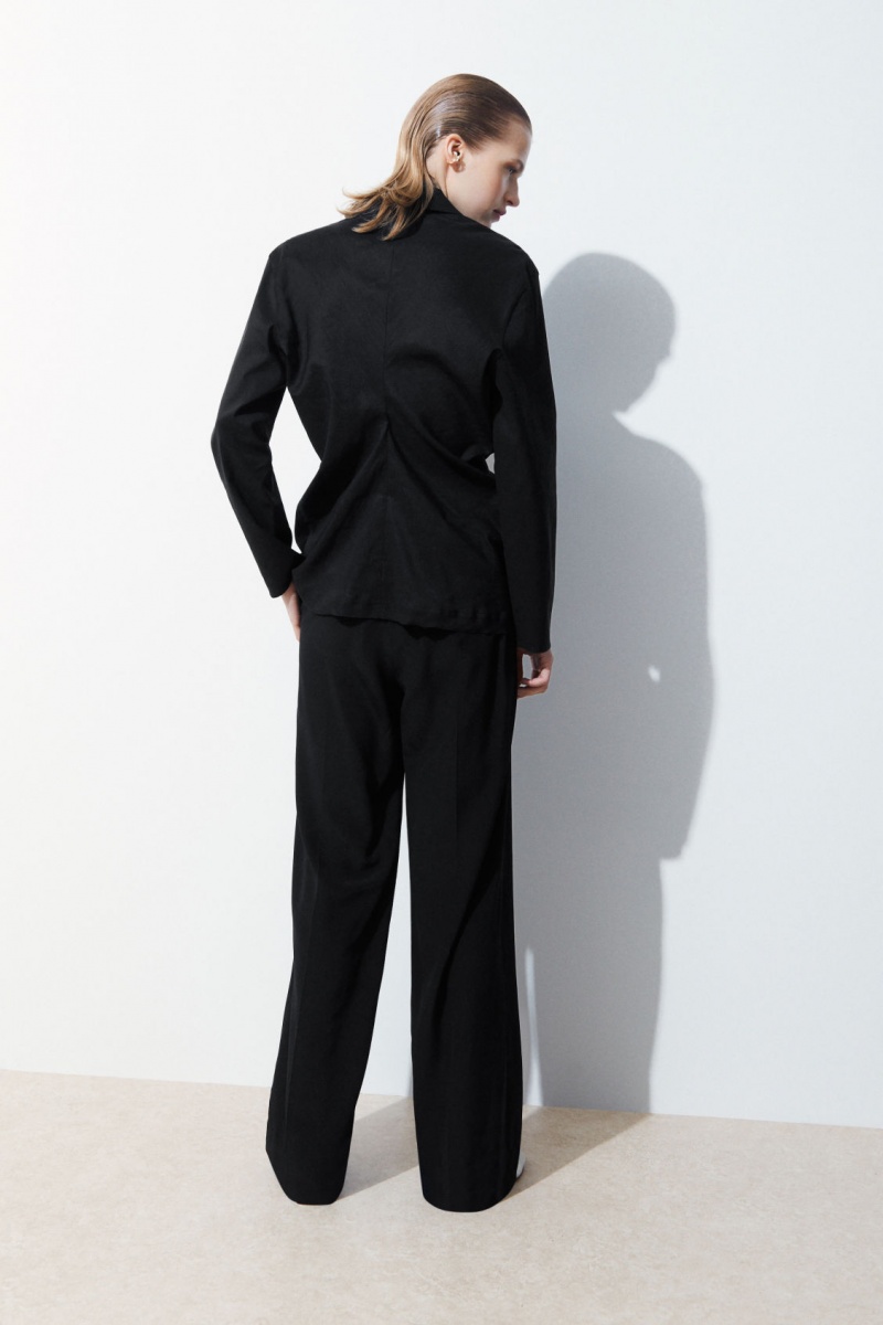 Women's COS The Waisted Linen Blazer Black NZ-43SAJLNPC