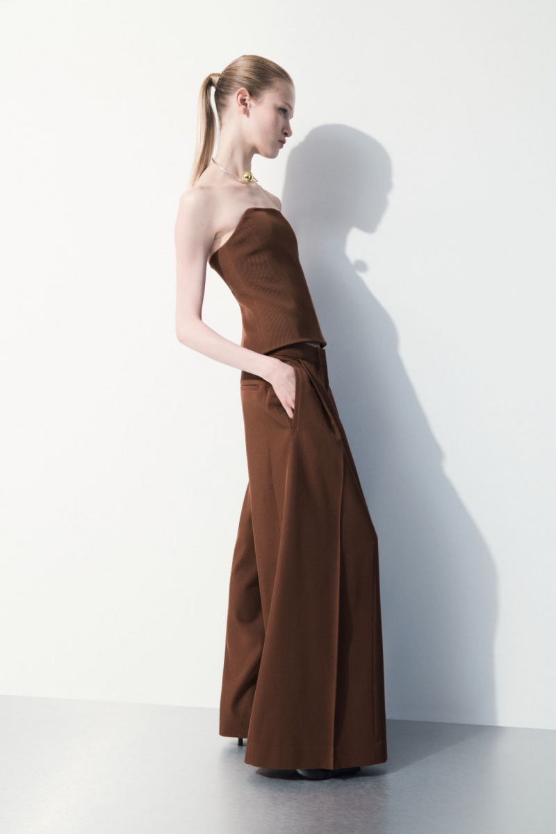 Women's COS The Wide-Leg Wool Pants Dark Brown NZ-98WFDCQOL