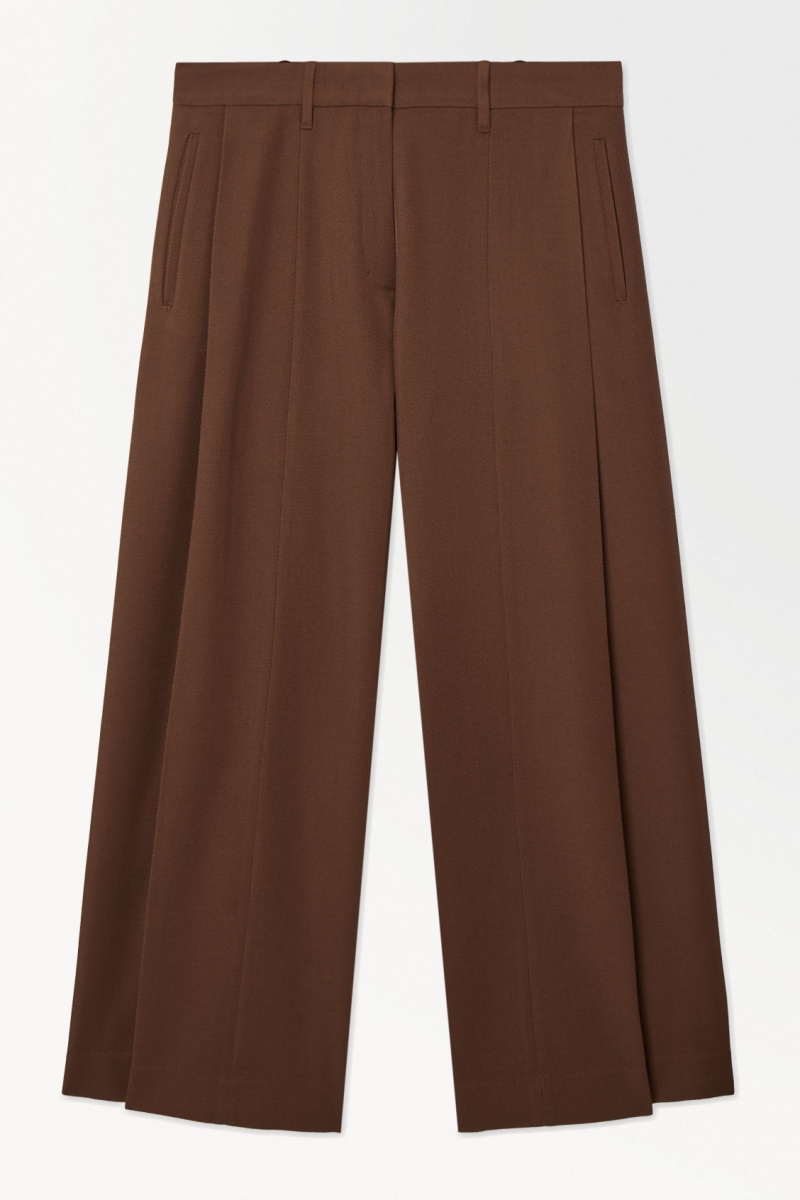 Women's COS The Wide-Leg Wool Pants Dark Brown NZ-98WFDCQOL