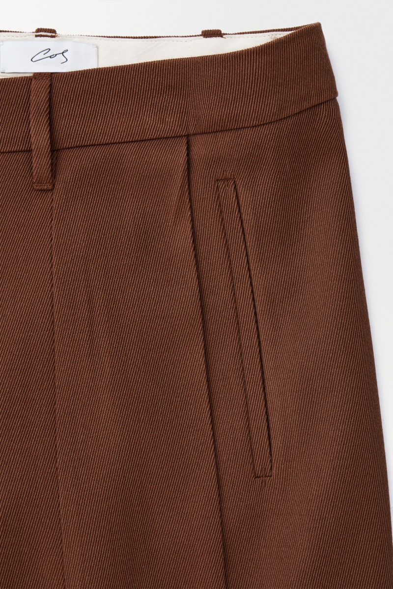 Women's COS The Wide-Leg Wool Pants Dark Brown NZ-98WFDCQOL
