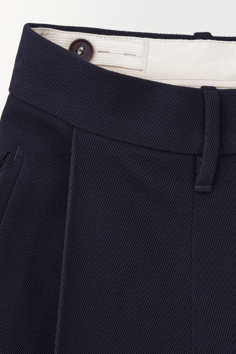 Women's COS The Wide-Leg Wool Pants Navy NZ-09USKRCFY