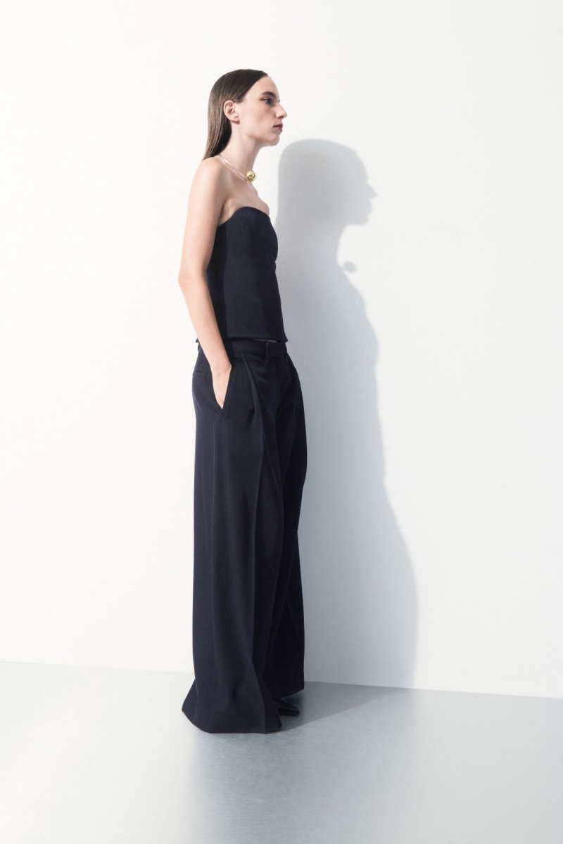 Women\'s COS The Wide-Leg Wool Pants Navy NZ-09USKRCFY