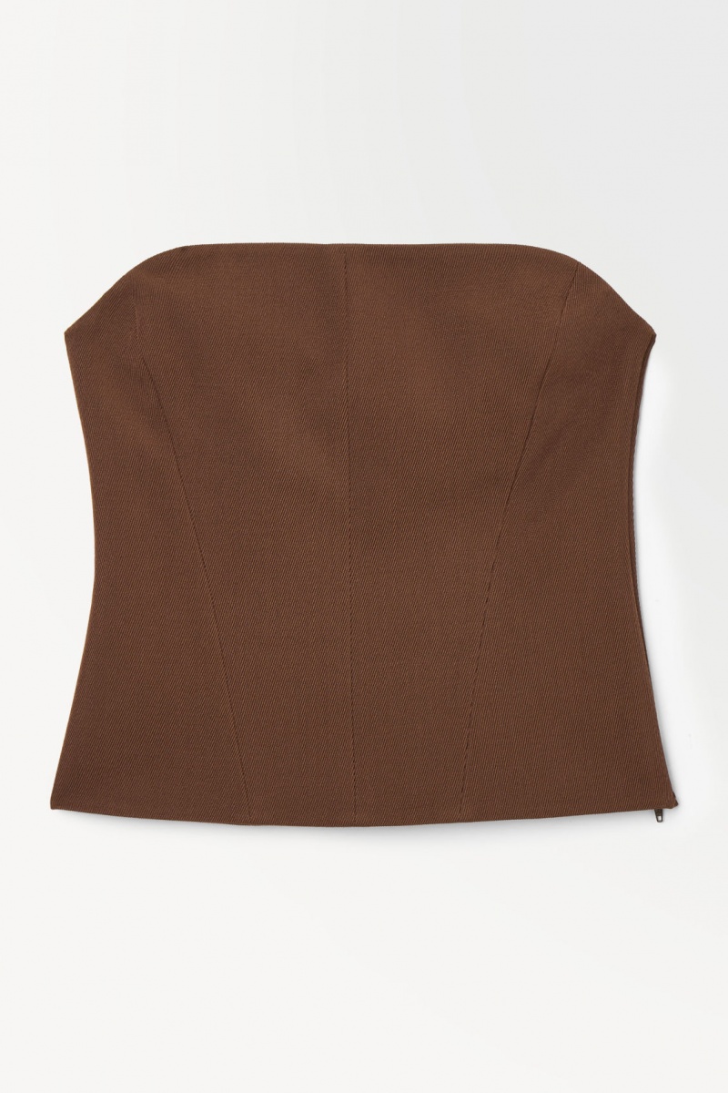 Women's COS The Wool Bandeau Bras Dark Brown NZ-27OHLGDNA