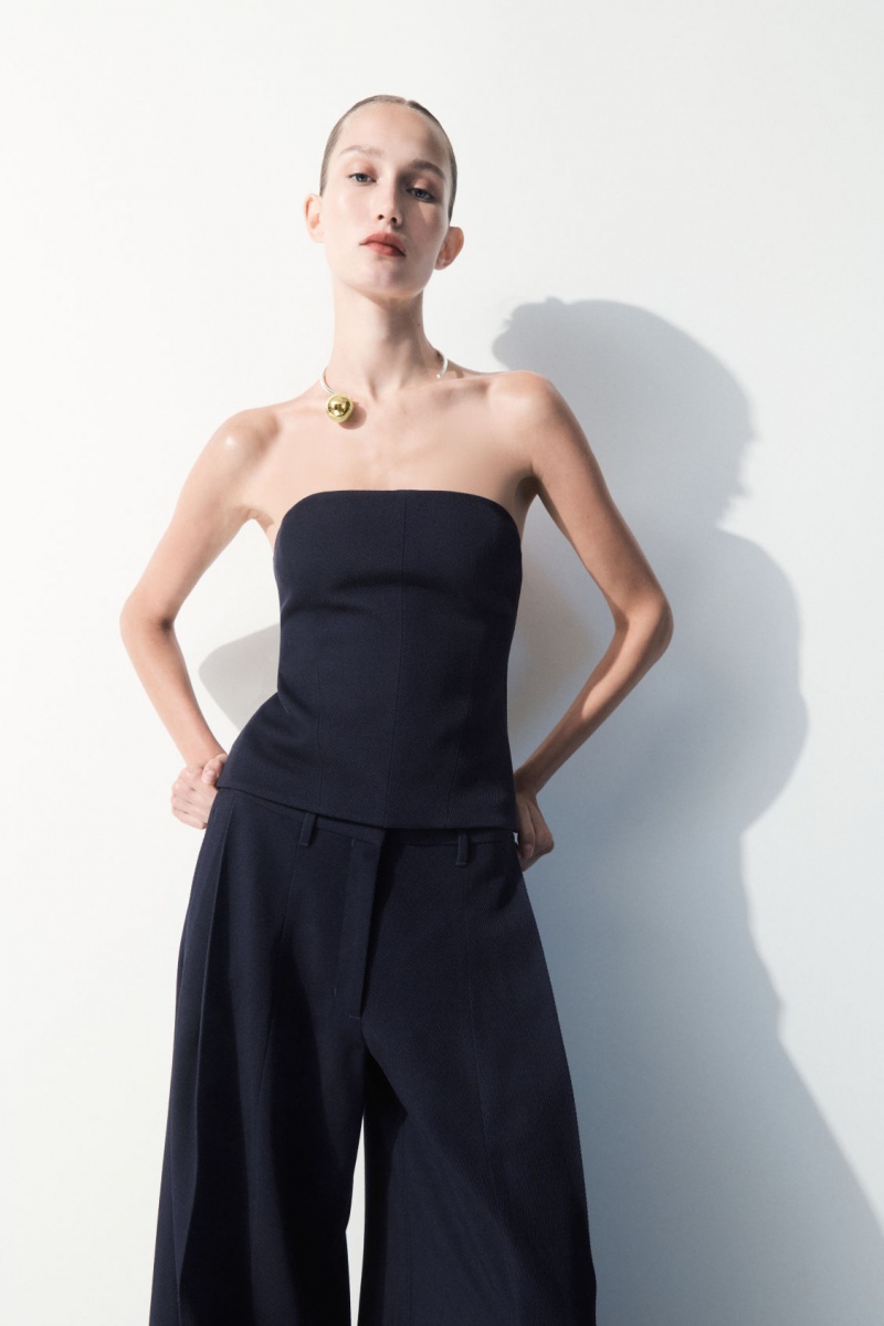 Women's COS The Wool Bandeau Bras Navy NZ-23DJXEWKY